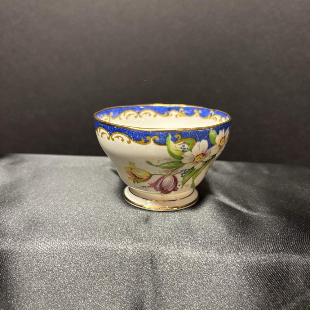 Bell China Narcissus Small‎ Bowl Sugar Bowl Vintage Blue